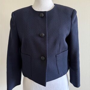 Brooks Brothers Blue Blazer with Structured Shoulders and Tailored Fit